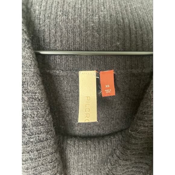 Anthropologie Pilcro Wool Poncho Sweater Size XS Black Cowl Neck - Picture 6 of 8